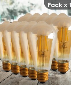 Pack 10 Ampolletas Pera Vintage Filamento LED 4W